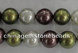 CSB1089 15.5 inches 12mm round mixed color shell pearl beads