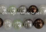 CSB1090 15.5 inches 12mm round mixed color shell pearl beads