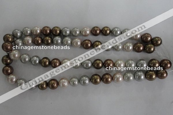 CSB1091 15.5 inches 12mm round mixed color shell pearl beads