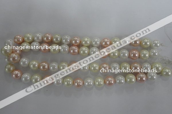 CSB1092 15.5 inches 12mm round mixed color shell pearl beads