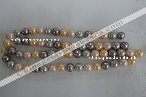 CSB1093 15.5 inches 12mm round mixed color shell pearl beads