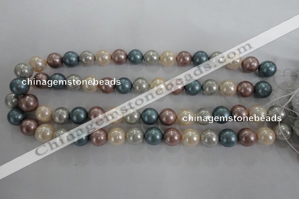 CSB1094 15.5 inches 12mm round mixed color shell pearl beads