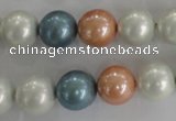 CSB1095 15.5 inches 12mm round mixed color shell pearl beads