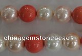 CSB1096 15.5 inches 12mm round mixed color shell pearl beads