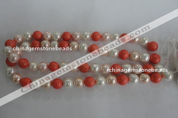 CSB1096 15.5 inches 12mm round mixed color shell pearl beads