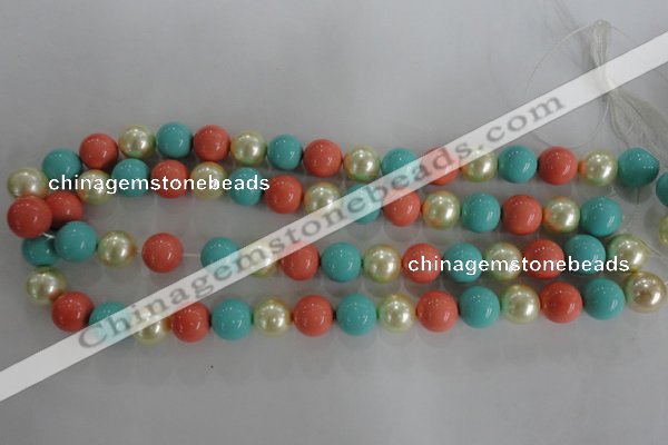 CSB1097 15.5 inches 12mm round mixed color shell pearl beads