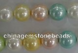 CSB1098 15.5 inches 12mm round mixed color shell pearl beads