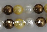 CSB1099 15.5 inches 12mm round mixed color shell pearl beads