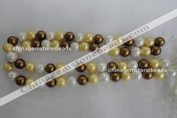 CSB1099 15.5 inches 12mm round mixed color shell pearl beads