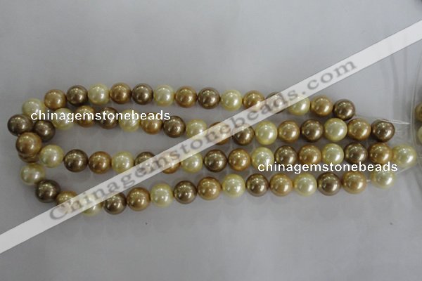 CSB1100 15.5 inches 12mm round mixed color shell pearl beads