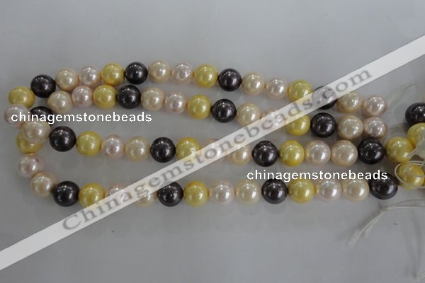 CSB1101 15.5 inches 12mm round mixed color shell pearl beads