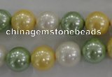 CSB1102 15.5 inches 12mm round mixed color shell pearl beads