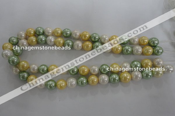 CSB1102 15.5 inches 12mm round mixed color shell pearl beads