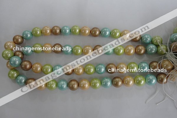 CSB1103 15.5 inches 12mm round mixed color shell pearl beads