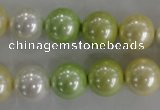 CSB1104 15.5 inches 12mm round mixed color shell pearl beads