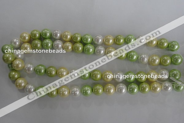 CSB1104 15.5 inches 12mm round mixed color shell pearl beads