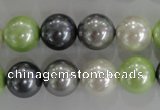 CSB1105 15.5 inches 12mm round mixed color shell pearl beads