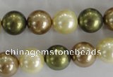 CSB1106 15.5 inches 12mm round mixed color shell pearl beads