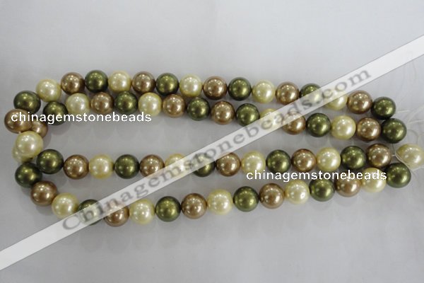 CSB1106 15.5 inches 12mm round mixed color shell pearl beads