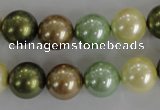 CSB1107 15.5 inches 12mm round mixed color shell pearl beads