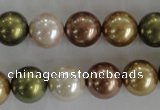 CSB1108 15.5 inches 12mm round mixed color shell pearl beads