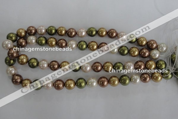 CSB1108 15.5 inches 12mm round mixed color shell pearl beads