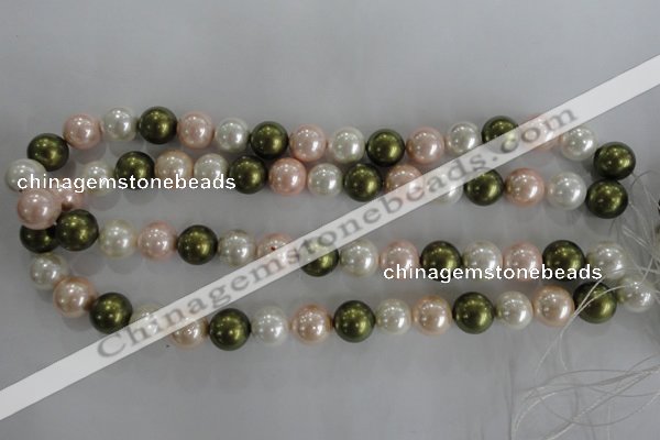 CSB1109 15.5 inches 12mm round mixed color shell pearl beads