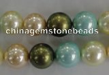 CSB1110 15.5 inches 12mm round mixed color shell pearl beads