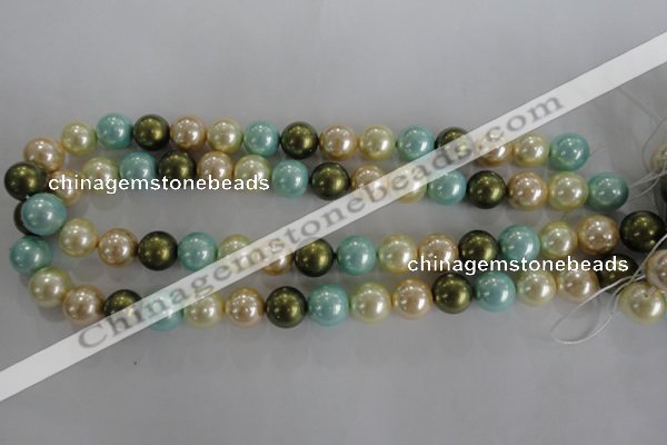 CSB1110 15.5 inches 12mm round mixed color shell pearl beads