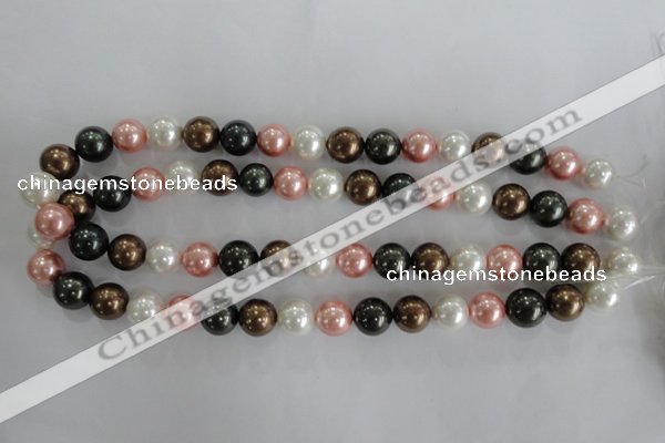 CSB1111 15.5 inches 12mm round mixed color shell pearl beads