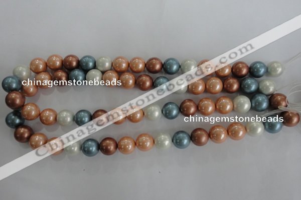 CSB1112 15.5 inches 12mm round mixed color shell pearl beads