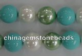 CSB1114 15.5 inches 12mm round mixed color shell pearl beads