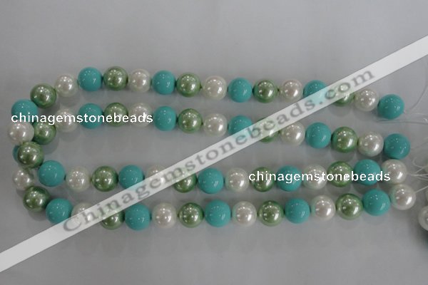 CSB1114 15.5 inches 12mm round mixed color shell pearl beads