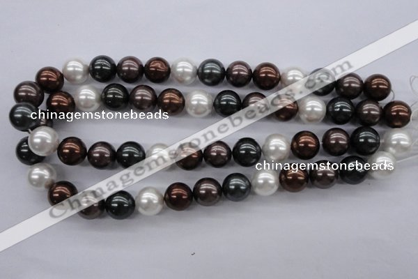 CSB1120 15.5 inches 14mm round mixed color shell pearl beads