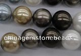 CSB1121 15.5 inches 14mm round mixed color shell pearl beads