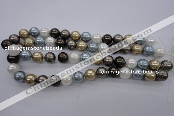 CSB1121 15.5 inches 14mm round mixed color shell pearl beads