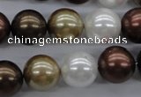 CSB1122 15.5 inches 14mm round mixed color shell pearl beads