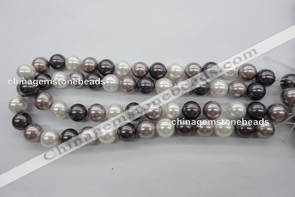 CSB1123 15.5 inches 14mm round mixed color shell pearl beads