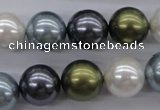 CSB1124 15.5 inches 14mm round mixed color shell pearl beads