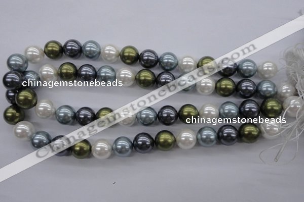 CSB1124 15.5 inches 14mm round mixed color shell pearl beads