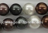 CSB1127 15.5 inches 14mm round mixed color shell pearl beads