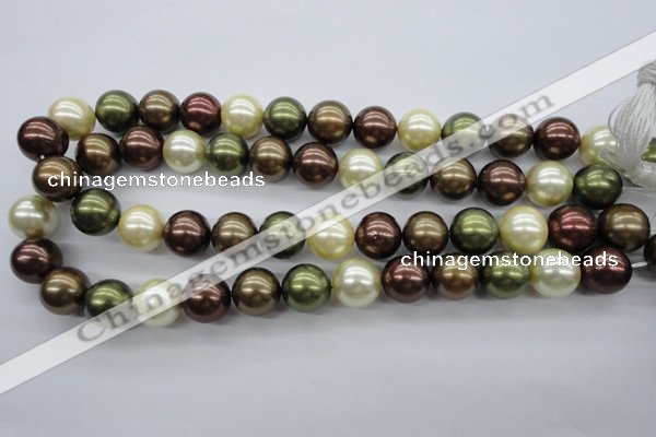 CSB1128 15.5 inches 14mm round mixed color shell pearl beads