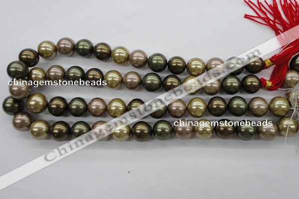 CSB1134 15.5 inches 14mm round mixed color shell pearl beads