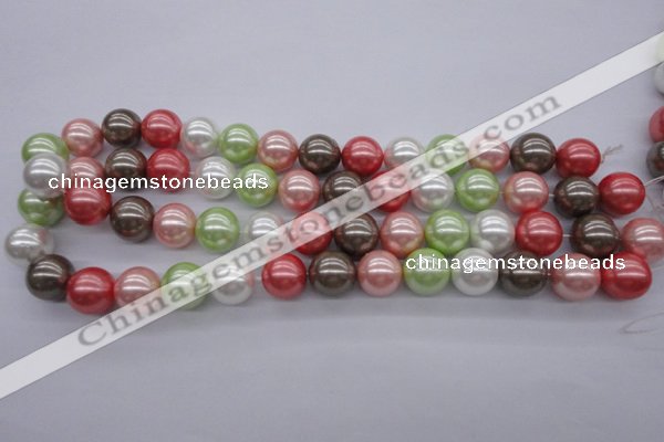 CSB1138 15.5 inches 14mm round mixed color shell pearl beads