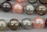 CSB1140 15.5 inches 14mm round mixed color shell pearl beads