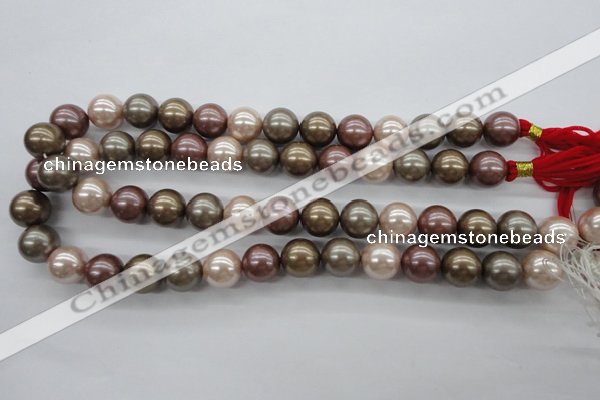 CSB1141 15.5 inches 14mm round mixed color shell pearl beads