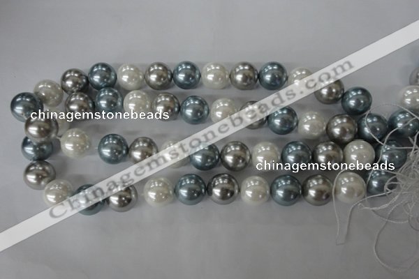 CSB1151 15.5 inches 16mm round mixed color shell pearl beads