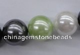CSB1152 15.5 inches 16mm round mixed color shell pearl beads