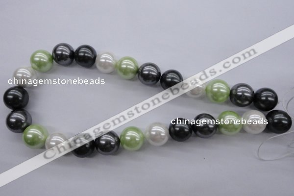 CSB1152 15.5 inches 16mm round mixed color shell pearl beads