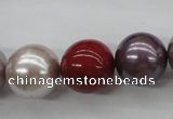 CSB1154 15.5 inches 16mm round mixed color shell pearl beads